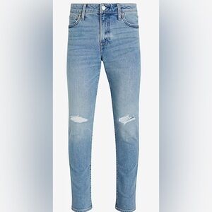Express Men’s Skinny Light Wash Ripped Hyper Stretch Jeans NWT